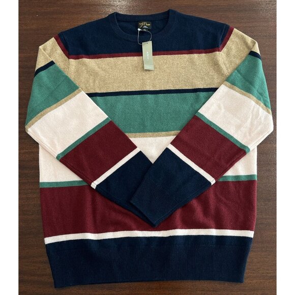 NWT J.Crew 100% Cashmere Crewneck Sweater Stripe BI838 Mens Size Medium M $168 - Picture 3 of 11